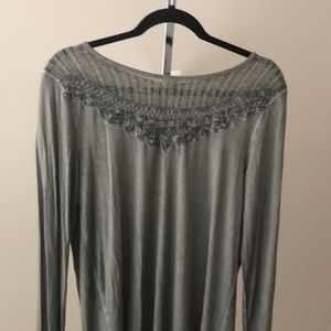 Lace front moss green top